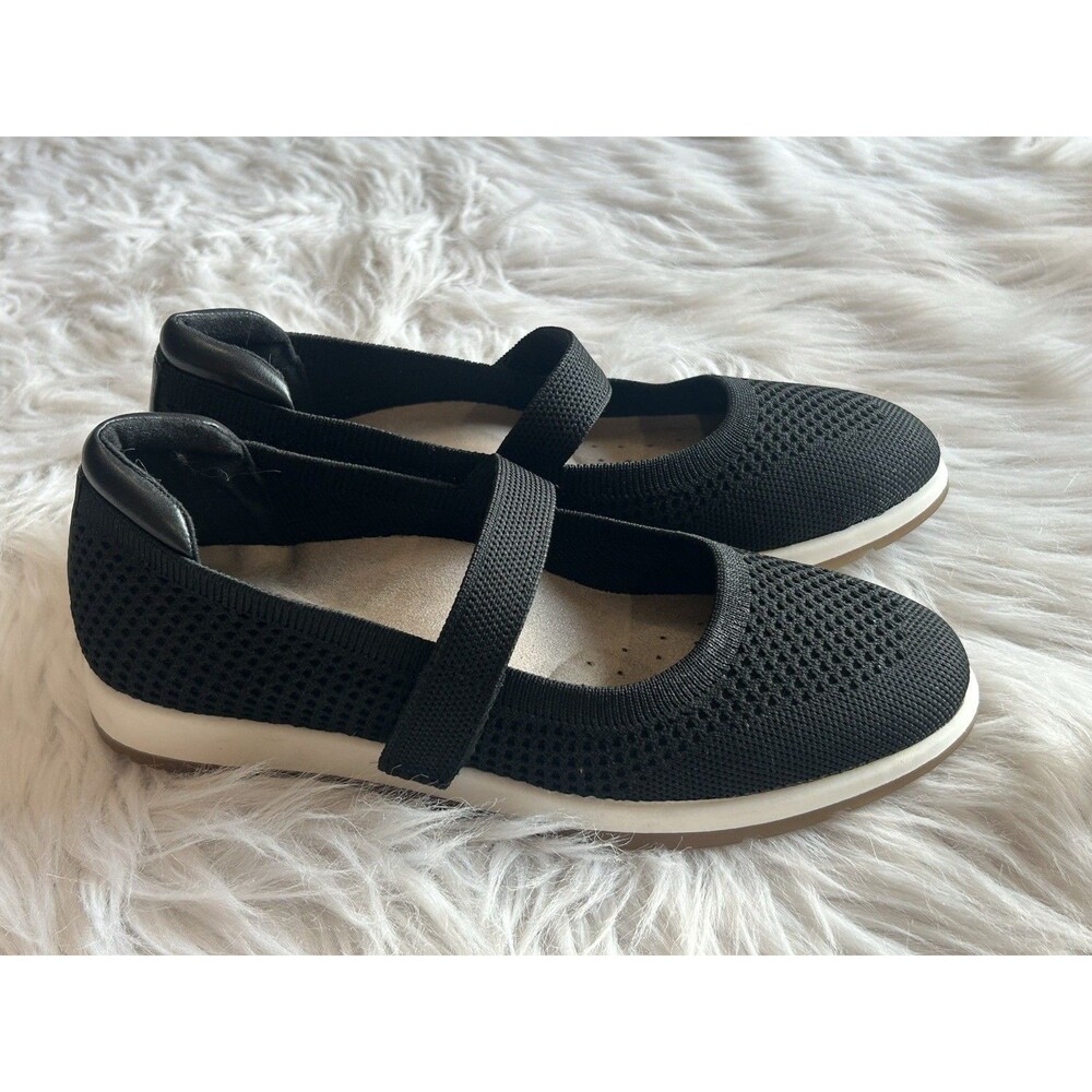 Kelly & Katie 6.5 Black Steffani Knit Mary Jane Flats Shoes Sneakers NWOB